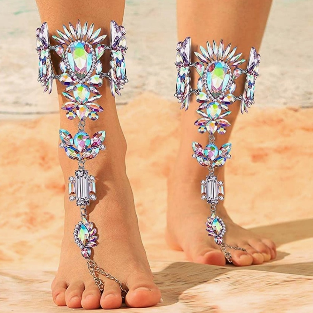🎁Barefoot Crystal Sandals rhinestone, crystal & alloy OSFM
